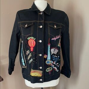 Embroidered Black Denim Jacket